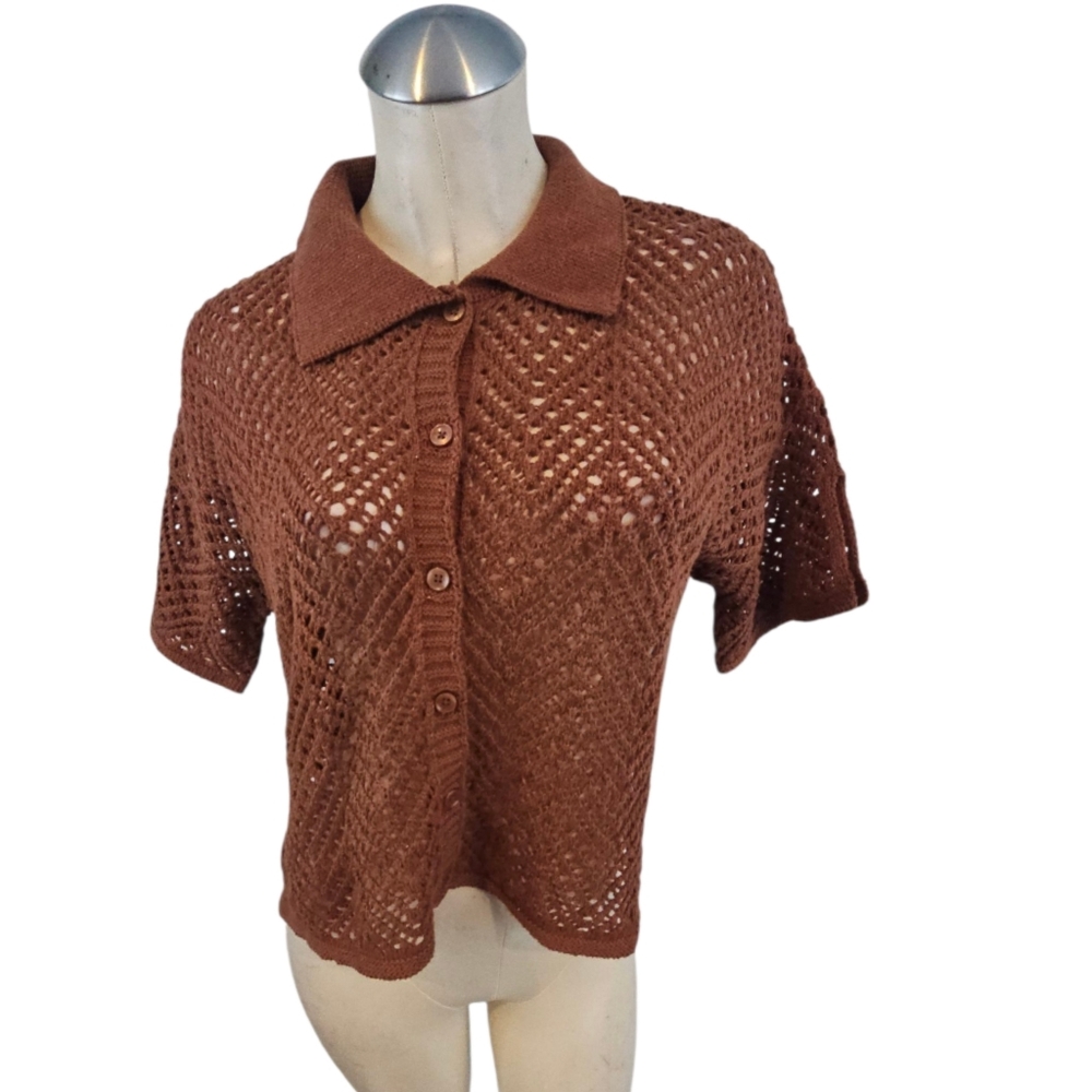 3/$25 Wild Fable Size XS Chocolate Knit Short Sleeve Cardigan